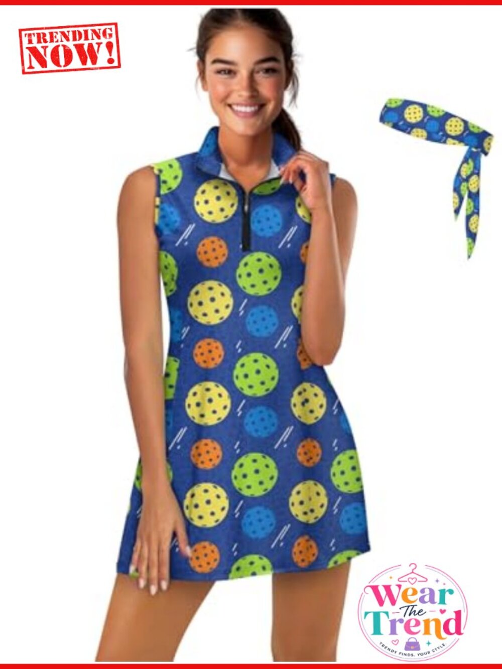 Women's Golf Dress with Shorts Pockets Sleeveless Quarter-Zip Athletic Tennis